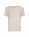 HER SHIRT ECRU OPAQUE SILK T-SHIRT