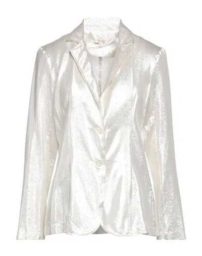 Her Shirt Her Dress Woman Blazer Light Grey Size S Silk, Lurex