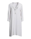 Her Shirt Her Dress Woman Midi Dress Light Grey Size S Viscose, Silk In Grey
