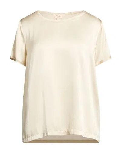 Her Shirt Her Dress Woman Top Cream Size M Silk, Elastane In Multi