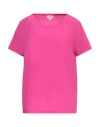 Her Shirt Her Dress Woman Top Fuchsia Size L Silk, Elastane In Pink