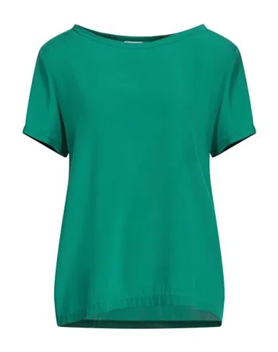 Her Shirt Her Dress Woman Top Green Size L Silk, Elastane