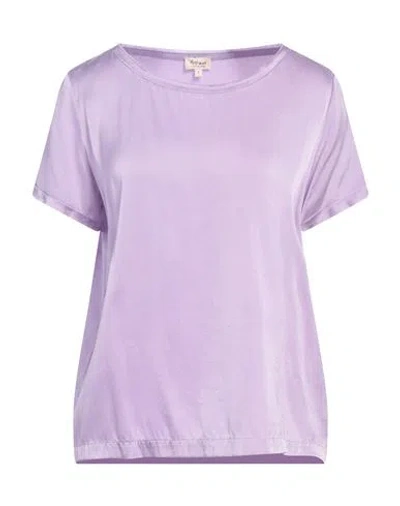 Her Shirt Her Dress Woman Top Lilac Size L Silk, Lycra In Purple