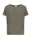 Her Shirt Her Dress Woman Top Military Green Size L Silk, Elastane