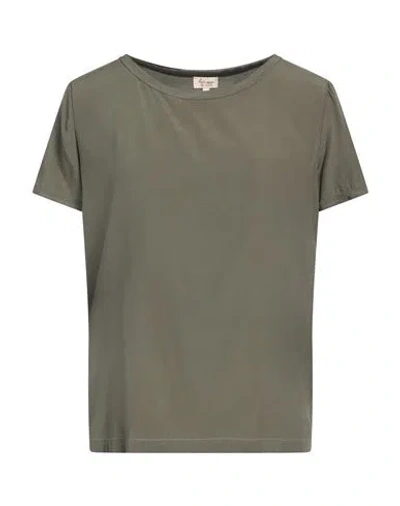 Her Shirt Her Dress Woman Top Military Green Size L Silk, Elastane