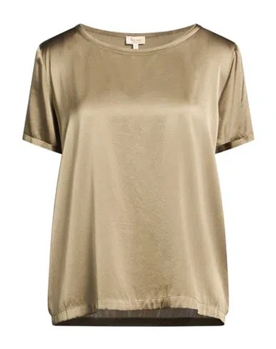 Her Shirt Her Dress Woman Top Military Green Size L Silk, Elastane In Animal Print