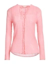 Her Shirt Her Dress Woman Top Salmon Pink Size M Cotton, Silk