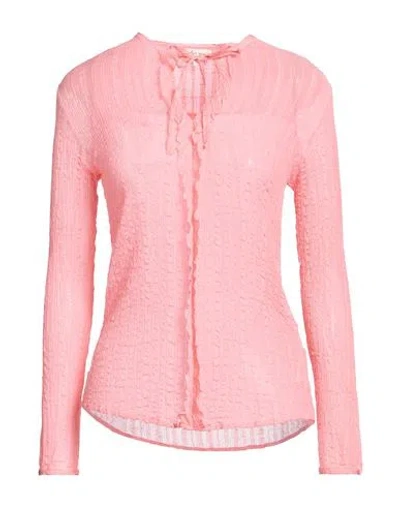 Her Shirt Her Dress Woman Top Salmon Pink Size M Cotton, Silk