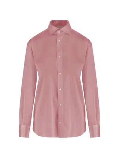 Her Shirt Satin-finish Long-sleeve Shirt In Pink