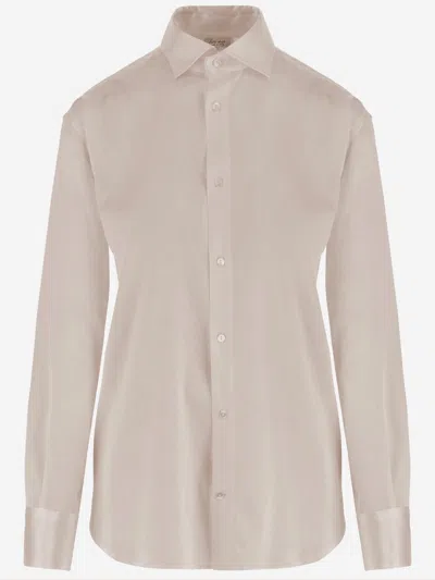 Her Shirt Stretch Silk Shirt In Brown