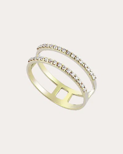 Her Story Women's Double Diamond Line Midi Ring In Gold