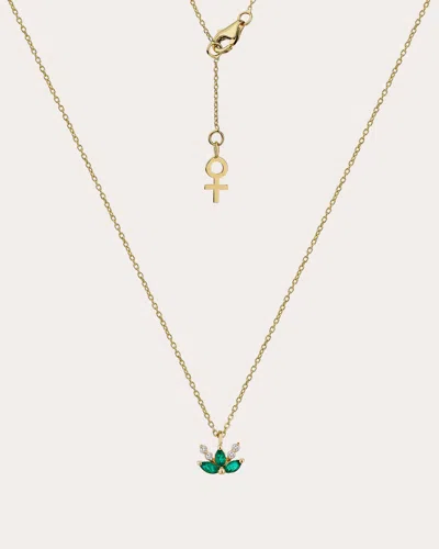 Her Story Women's Emerald Hellebore Pendant Necklace In Gold
