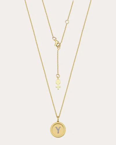 Her Story Women's Initial Medallion Pendant Necklace In Gold