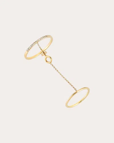 Her Story Women's Venus Two-finger Bar Chain Ring In Gold