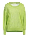 Her . Woman Sweater Lime Green Size Xl Linen, Polyamide In Green