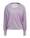 Her . Woman Sweater Mauve Size L Linen, Polyamide In Purple