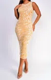 Hera Collection Jacquard Midi Dress In Orange In Orange
