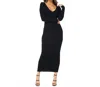 Hera Collection Ribbed Long Sleeve Sweater Dress In Black
