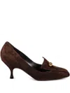 Herbert Levine 80mm Ball-embellished Leather Heeled Pumps In Brown