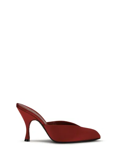 Herbert Levine Almond-toe Silk Mule Heel In Red