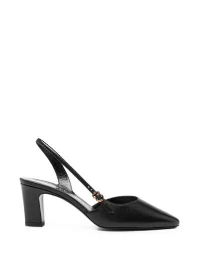 Herbert Levine Ask Around Buckle-detail Slingback Leather Heeled Pumps In Black