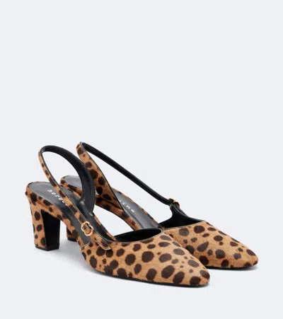 Herbert Levine Ask Around Calf Hair Slingback Pumps In Brown