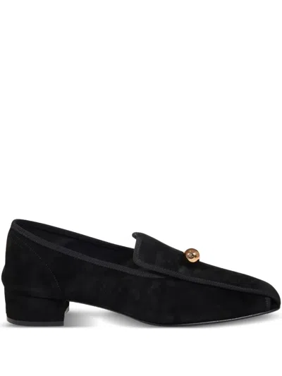 HERBERT LEVINE BALL-EMBELLISHED SUEDE LOAFERS