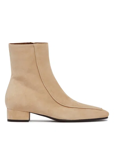 Herbert Levine Beige Suede Shadow Ban Ankle Boots In Brown