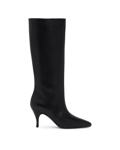 Herbert Levine Black Leather Silhouette Boots In Black Nero   #000000