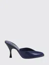 Herbert Levine Blue Sitting Pretty Leather Mules In Blue