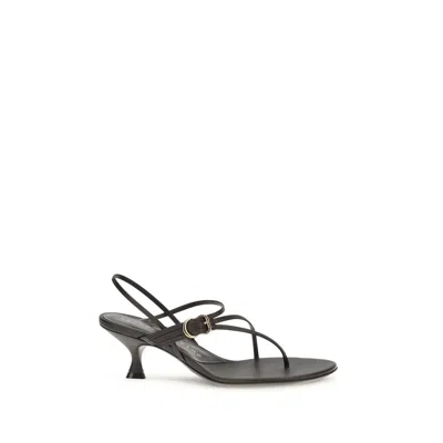 Herbert Levine Brown Calf Leather Bos Taurus Stiletto Heel Women's Sandals In Black