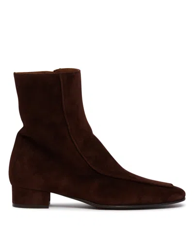 Herbert Levine Brown Leather Shadow Ban Ankle Boots In Red
