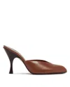 Herbert Levine Sitting Pretty Leather Mules In Brown