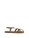 Herbert Levine Caged Calf Leather Sandals In Brown