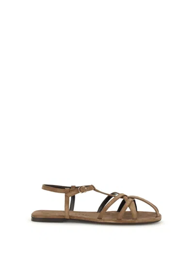 Herbert Levine Caged Calf Leather Sandals In Brown