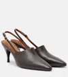 Herbert Levine Cover Up 80 Leather Slingback Pumps In Brown