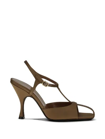 Herbert Levine Hidden Gem T-bar Sandals In Brown