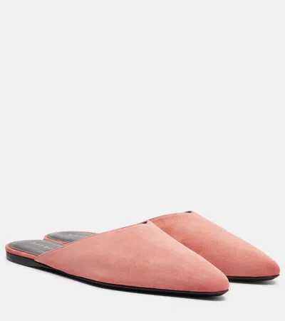 Herbert Levine Homebody Suede Mules In Pink