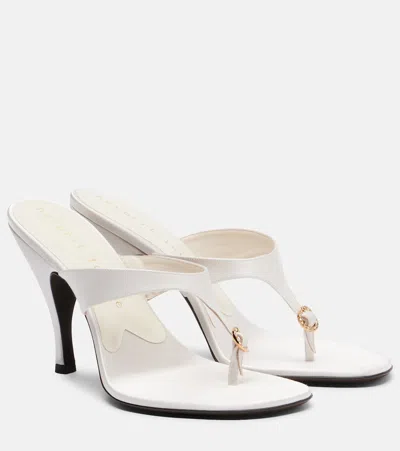 Herbert Levine Kiss And Tell Embellished Satin Thong Sandals In White