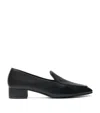 Herbert Levine Leather Fair And Square Heeled Loafers 30 In Black
