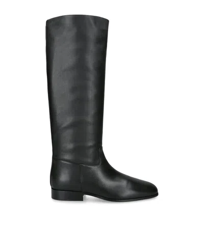 Herbert Levine Leather Rein It In Knee-high Boots In Black