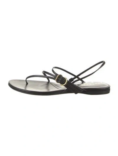 Pre-owned Herbert Levine Leather Sandals In Black