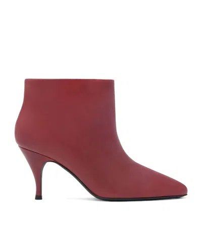 Herbert Levine Leather Silhouette Ankle Boots 80 In Burgundy