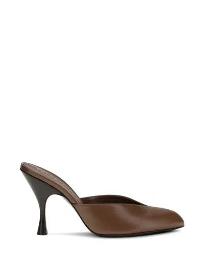 Herbert Levine Pointed-toe Leather Mules In Brown