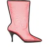 Herbert Levine Pointed-toe Mesh Boots In Pink