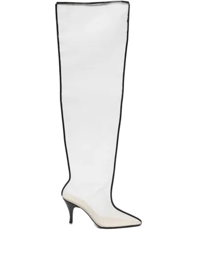 Herbert Levine Drawing A Blank 80 Mesh Over-the-knee Boots In Neutral
