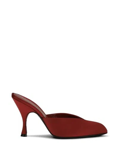 Herbert Levine Sitting Pretty Satin Mules In Red