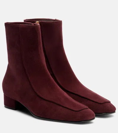 Herbert Levine Shadow Ban 30 Suede Ankle Boots In Burgundy