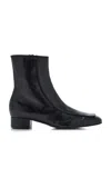 Herbert Levine Leather Shadow Ban Ankle Boots 30 In Black