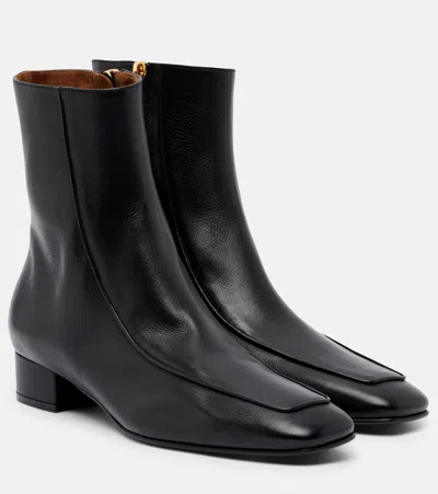 Herbert Levine Shadow Ban Leather Ankle Boots In Black